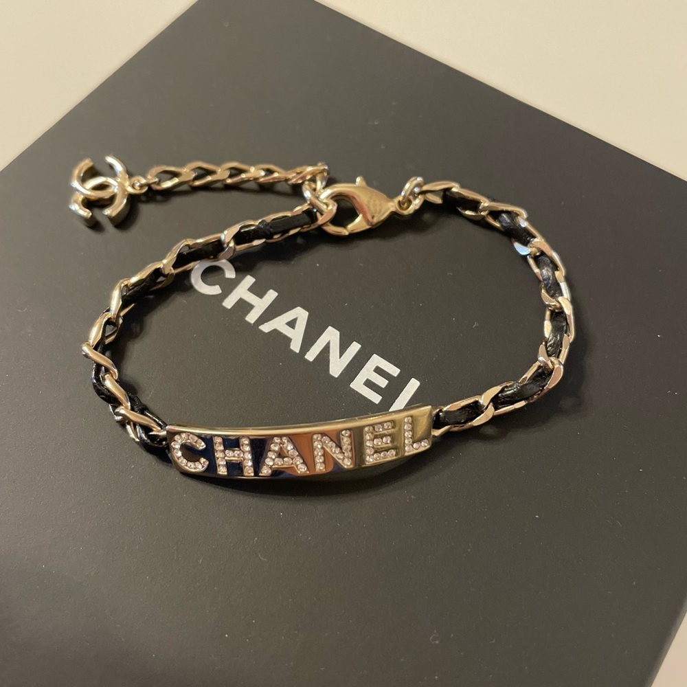 CHANEL Crystal ID Logo Chain Bracelet
